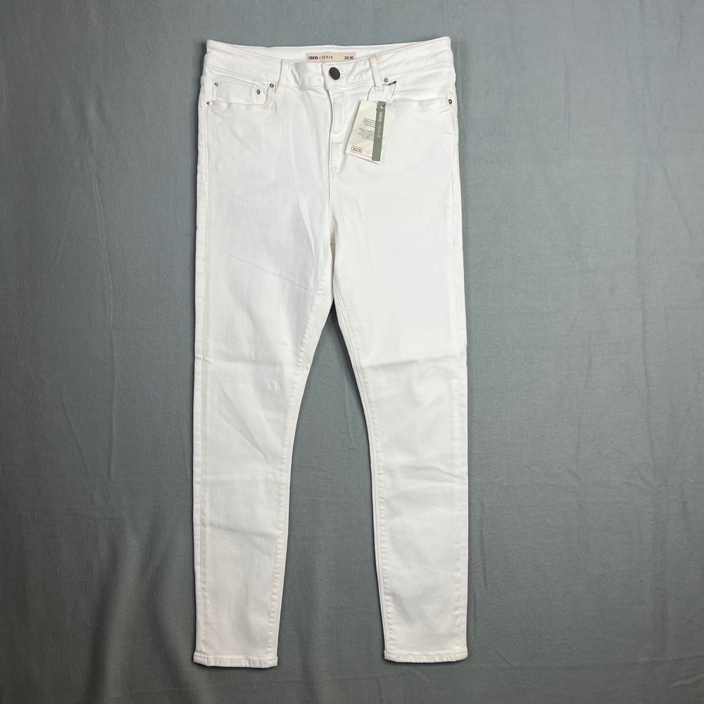 ASOS Jeans Women 30/30 White Ridley Skinny High Waisted Stretch Denim NWT